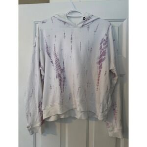 Rails Tie Dye Hoodie Sweatshirt White Purple Cropped Size M